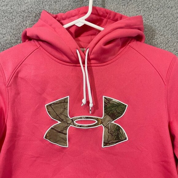 Under Armour Storm Hoodie Women’s‎ Medium Semi-Fitted Pink Camouflage Sweater - Picture 3 of 12